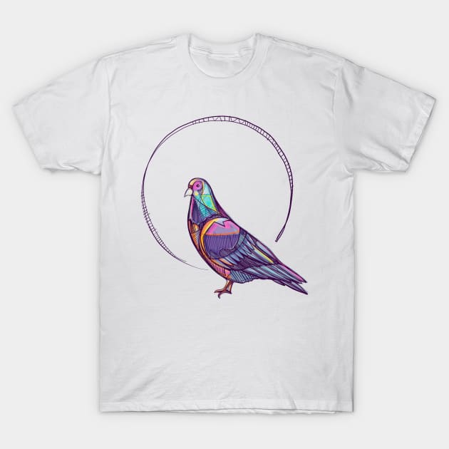 Pigeon ink digital vector illustration T-Shirt by bernardojbp